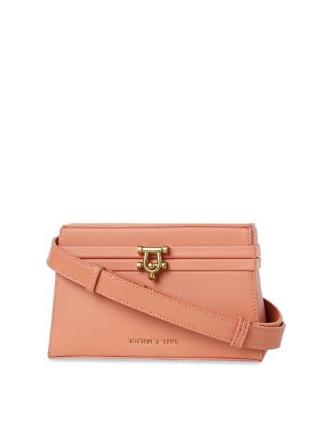 

CHARLES & KEITH Peach-Coloured Solid Sling Bag