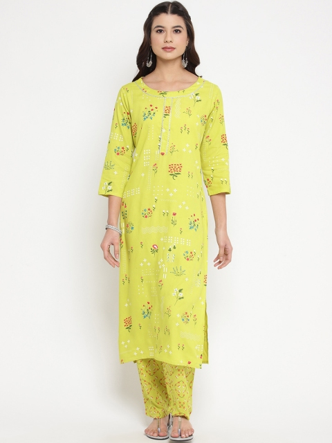 

Prakhya Women Green Printed Kurta with Salwar