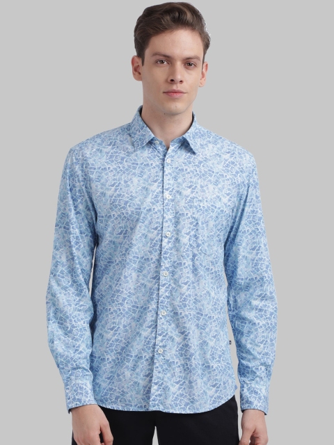 

Parx Men Blue Slim Fit Printed Casual Shirt