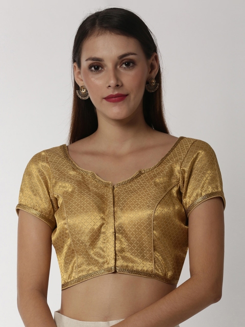

Soch Women Gold-Coloured Woven Design Art Silk Saree Blouse