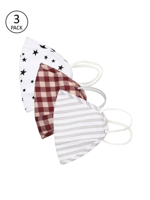 

EMAHO Women Pack Of 3 Printed 3-Ply Reusable Anti-Pollution Cotton Masks, White