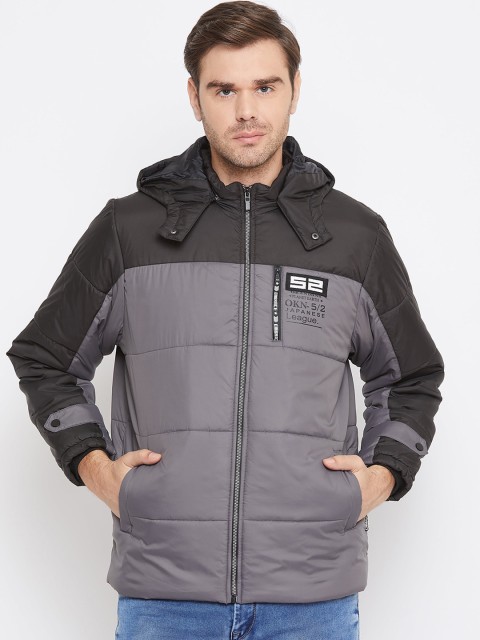 

Okane Men Grey Colourblocked Padded Jacket