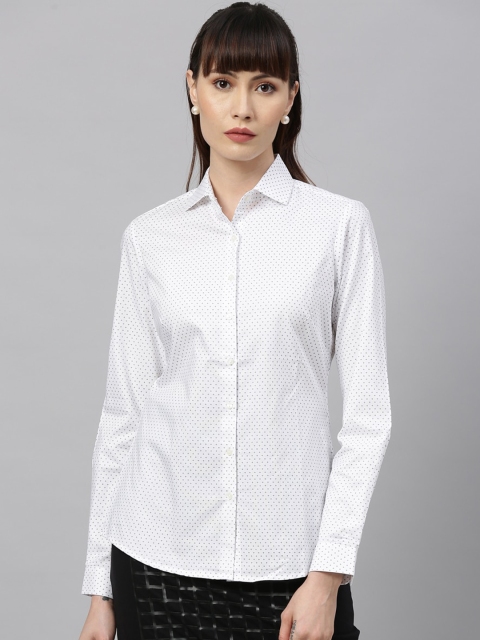 

Park Avenue Woman White Regular Fit Printed Formal Shirt
