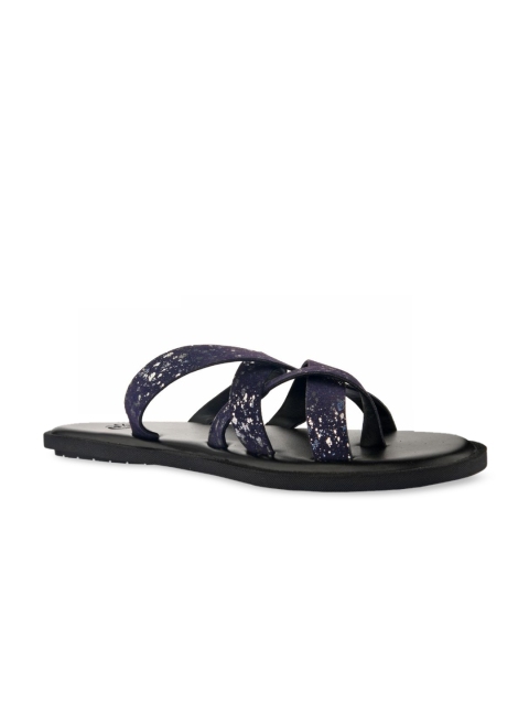 

SKO Men Purple Printed Leather Comfort Sandals