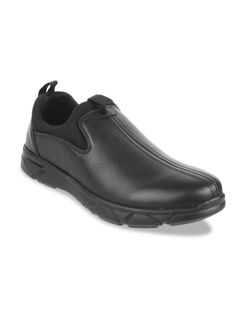 

Mochi Men Black Solid Slip-on Leather Shoes