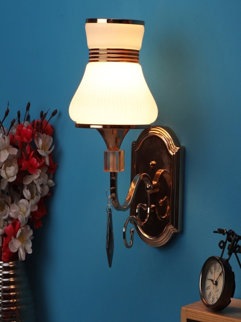 

MFD HOME FURNISHING White & Gold-Toned Solid Wallchiere Lamps