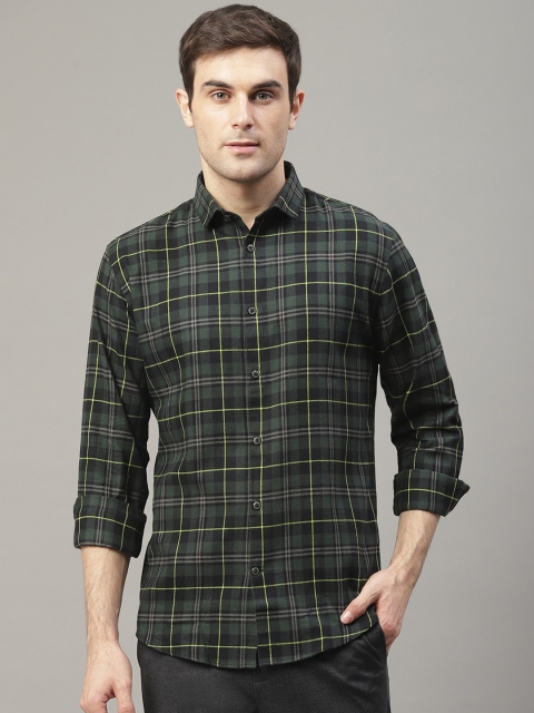 

LINDBERGH Men Green & Grey Regular Fit Checked Casual Shirt