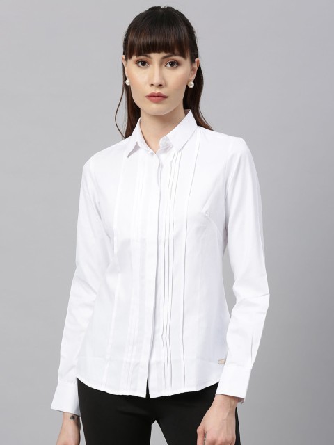 

Park Avenue Woman White Regular Fit Solid Formal Shirt