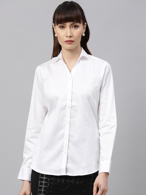 

Park Avenue Woman White Regular Fit Solid Casual Shirt