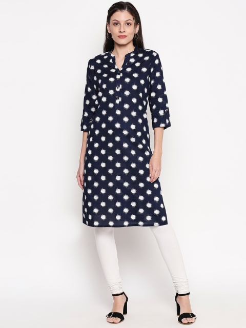 

RANGMANCH BY PANTALOONS Women Navy Blue Printed Straight Kurta