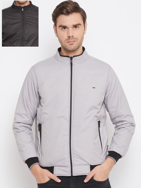

Okane Men Grey & Black Reversible Bomber Jacket