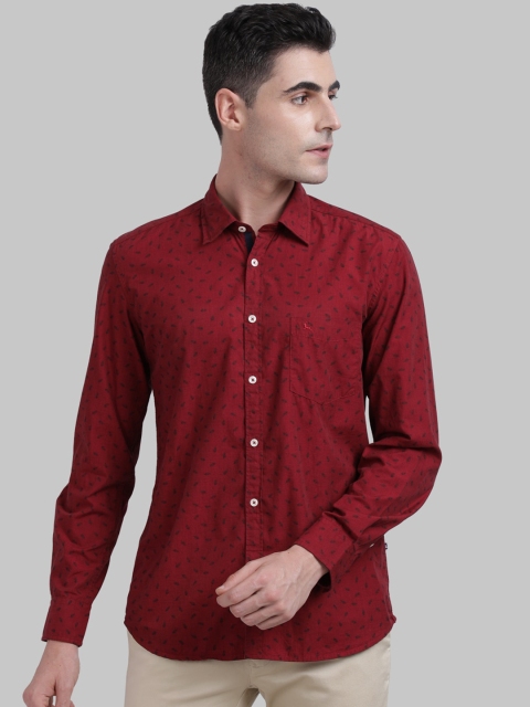 

Parx Men Red Slim Fit Printed Casual Shirt