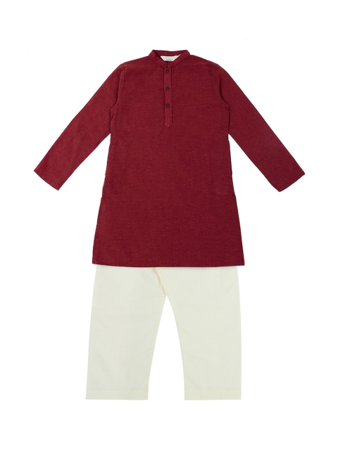 

indus route by Pantaloons Boys Maroon Solid Kurta with Pyjamas