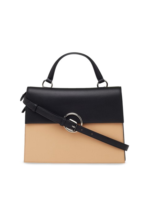

CHARLES & KEITH Nude-Coloured & Black Colourblocked Satchel