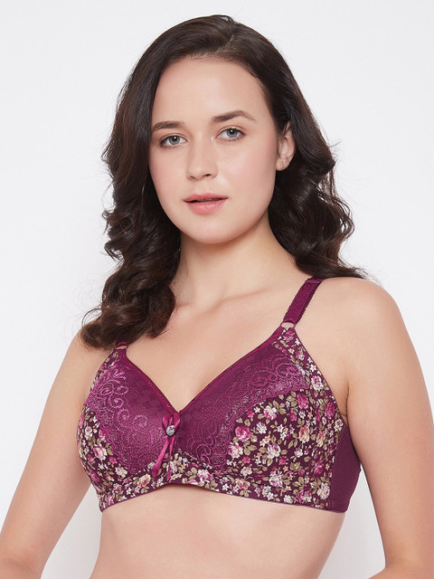 

SECRETS BY ZEROKAATA Women Purple Printed Non-Wired Lightly Padded Everyday Bra SZPPLPT830