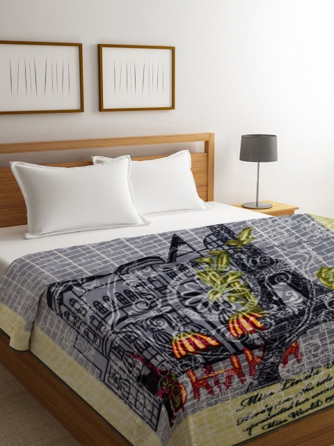 

NEUDIS Grey & Black Printed Heavy Winter 800 GSM Double Bed Blanket