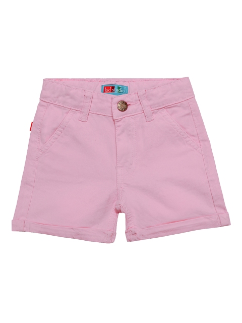

Kid Studio Girls Pink Solid Regular Shorts