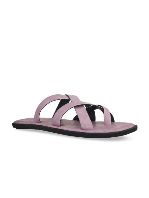 

SKO Men Purple Solid Leather Comfort Sandals