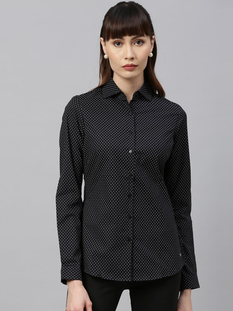 

Park Avenue Woman Black Regular Fit Printed Casual Shirt