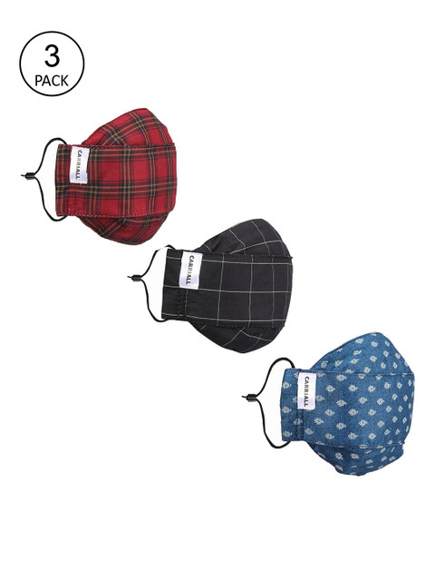 

CARRIALL Pack Of 3 Assorted 3-Ply Reusable Adjustable Cloth Masks