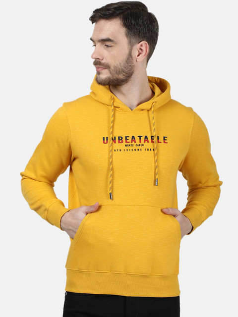 

Monte Carlo Men Yellow Printed Hooded Sweatshirt