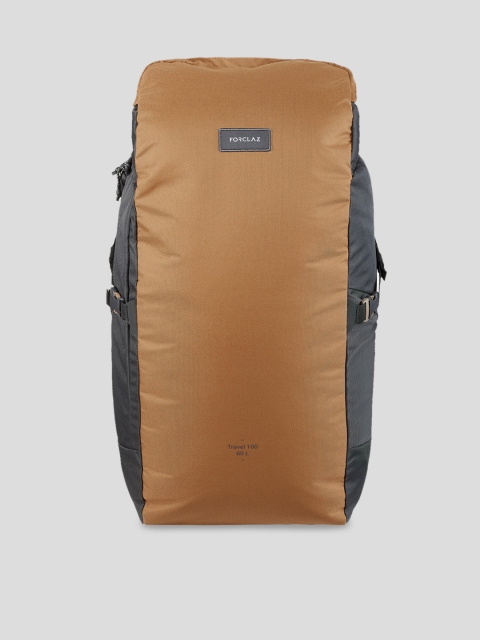 

FORCLAZ By Decathlon Adults Brown & Black Colourblocked Trekking Travel Rucksack