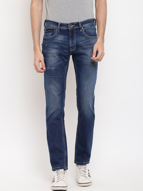 

Pepe Jeans Men Blue Regular Fit Mid-Rise Low Distress Jeans
