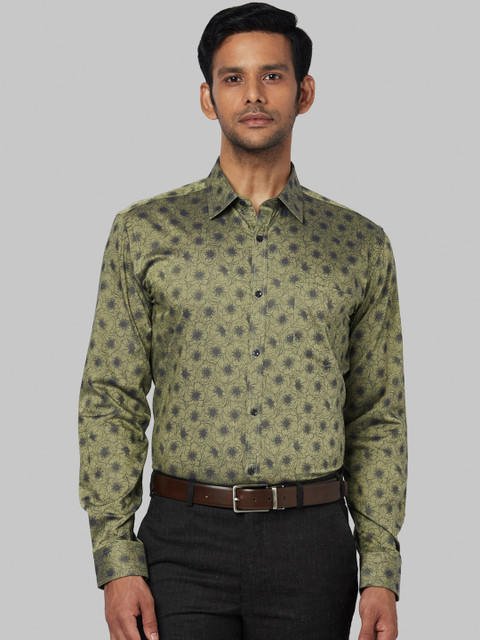

Park Avenue Men Olive Green Slim Fit Printed Formal Shirt