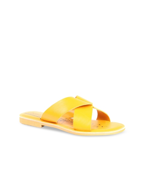 

FOREVER 21 Women Yellow Solid Open Toe Flats