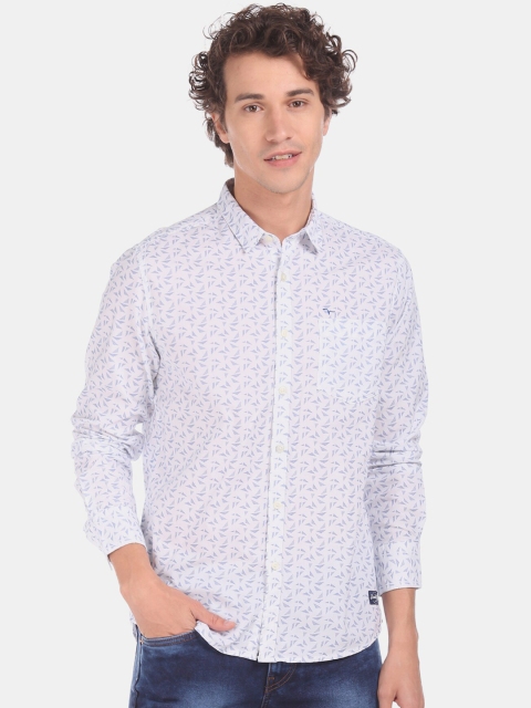 

Flying Machine Men White Regular Fit Printed Cotton Casual Shirt