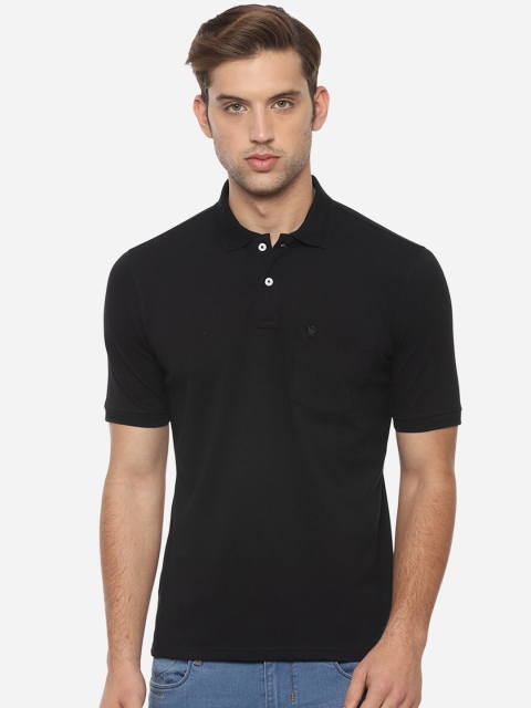 

Louis Philippe Men Black Solid Polo Collar T-shirt