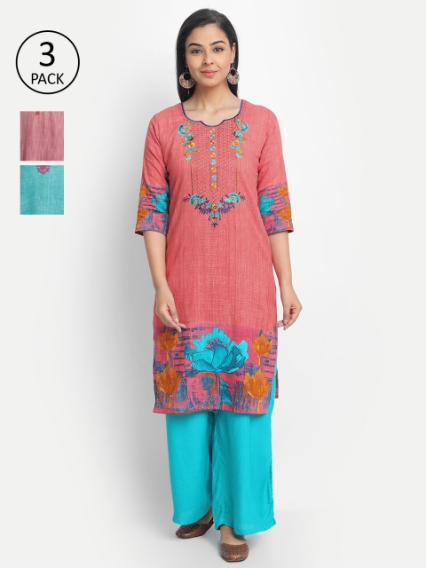 

7Threads Women Multicoloured Printed Straight Kurta, Multi