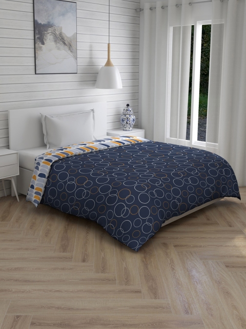 

Layers Navy Blue & White Printed AC Room 150 GSM Single Bed Comforter