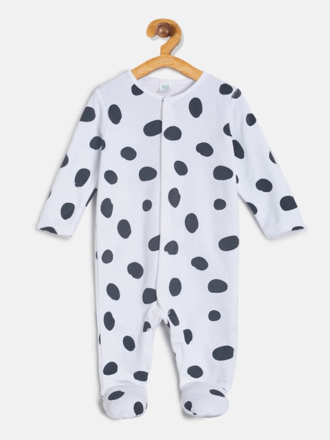 

MINI KLUB Infant Boys White & Navy Blue Printed Sleep Suit