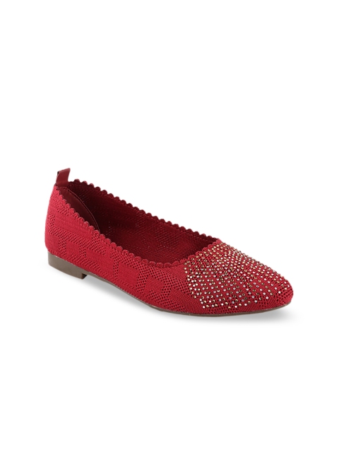

Shoetopia Women Red Embellished Ballerinas