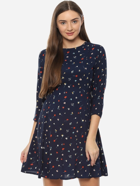 

Allen Solly Woman Women Navy Blue Floral Printed A-Line Dress