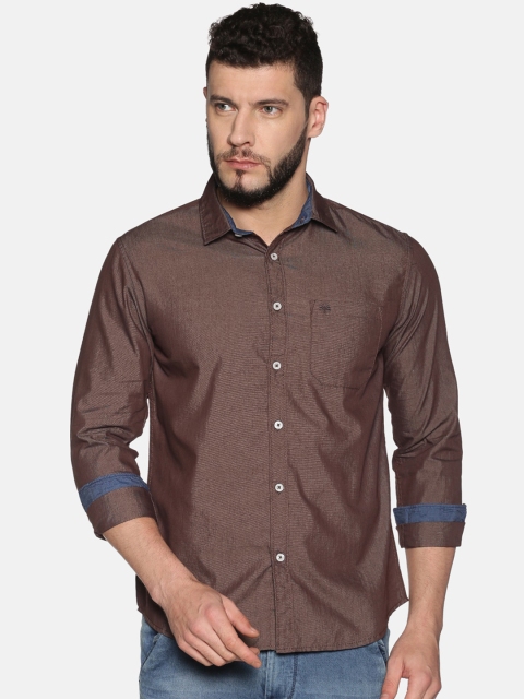 

Chennis Men Brown Slim Fit Solid Cotton Casual Shirt