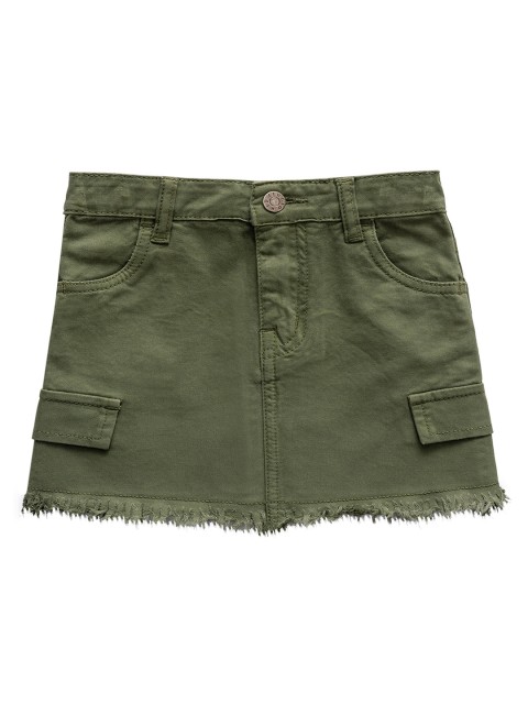 

Kid Studio Girls Olive Green Solid A-Line Mini Skirt