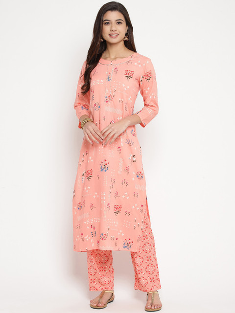 

Prakhya Women Pink Printed Kurta with Palazzos