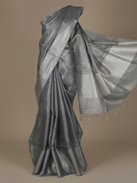 

Pothys Grey Solid Pure Linen Saree