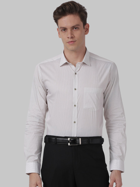 

Park Avenue Men White Slim Fit Striped Casual Shirt