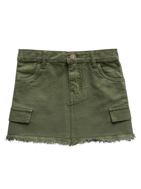 

Kid Studio Girls Olive Green Solid A-Line Skirt