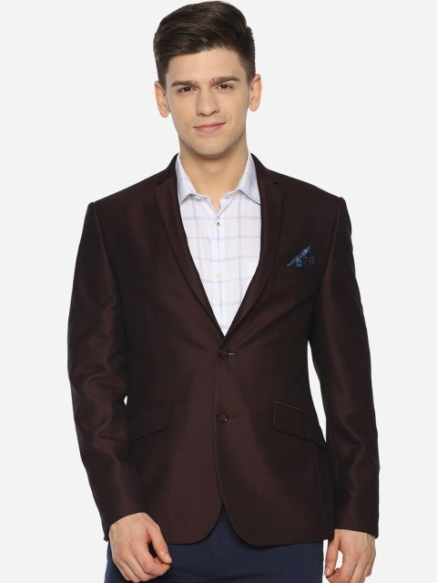 

V Dot Men Maroon Solid Slim-Fit Single-Breasted Casual Blazer