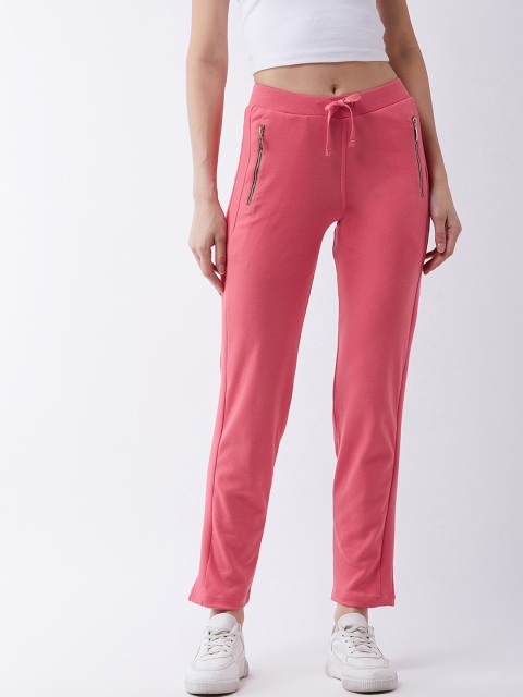

FEMEA Women Coral Pink Solid Slim-Fit Track Pants