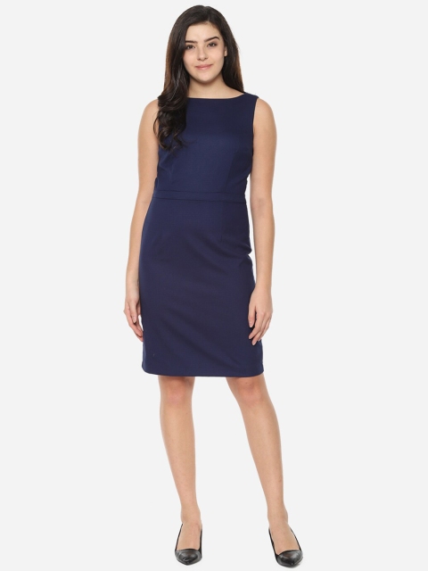 

Van Heusen Woman Navy Blue Solid Sheath Dress