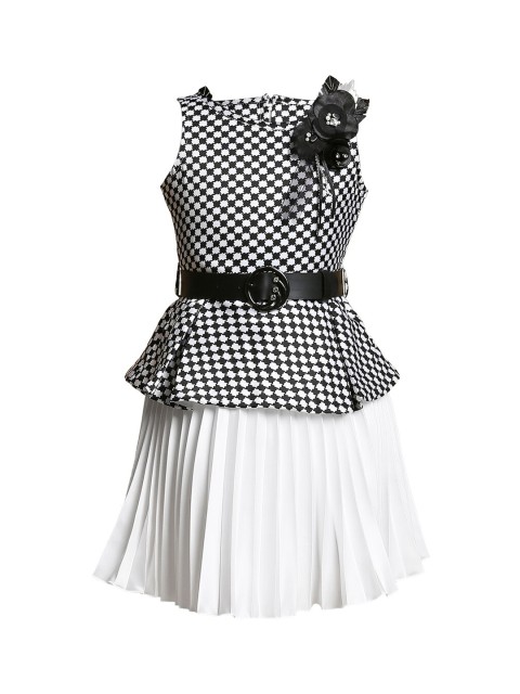 

Tiny Baby Girls Black Printed Fit and Flare Dress