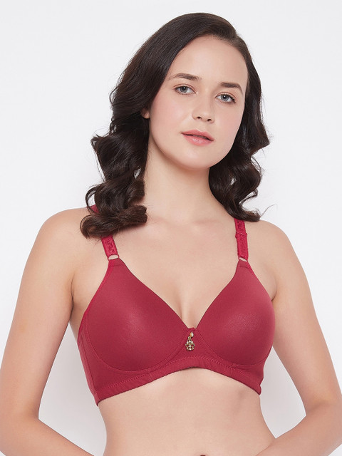 

SECRETS BY ZEROKAATA Women Maroon Solid Lightly Padded Non-Wired T-shirt Bra SZMRN509