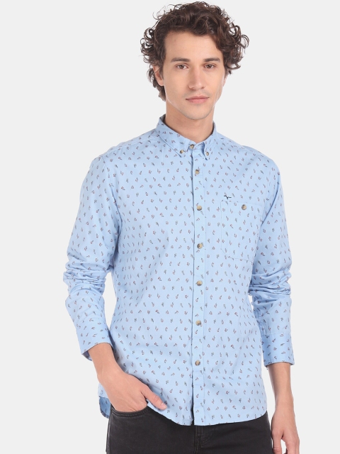 

Flying Machine Men Blue Regular Fit Printed Cotton Casual Shirt