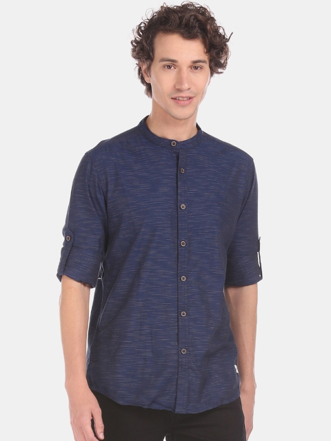 

Flying Machine Men Navy Blue Regular Fit Solid Casual Shirt
