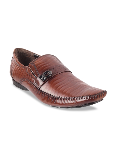 

J.FONTINI Men Brown Textured Leather Formal Loafers